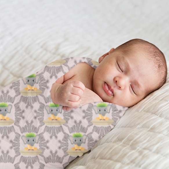 Erica The Elephant Swaddle Blankets